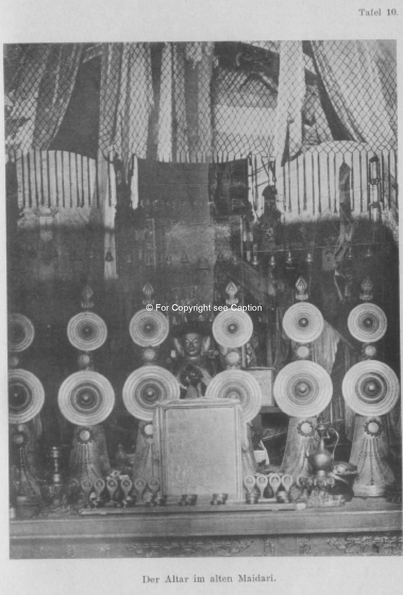 Altar of Maitreya temple. Consten, H., Weiderplätze der Mongolen. Vol. II. 1920. Plate 10.